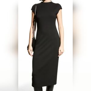 THEORY High Neck Double Knit Midi Dress, Size S